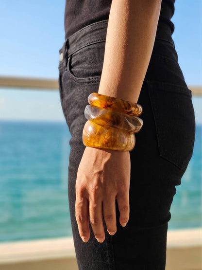 Marble Resin Bangles for Women Set of 3