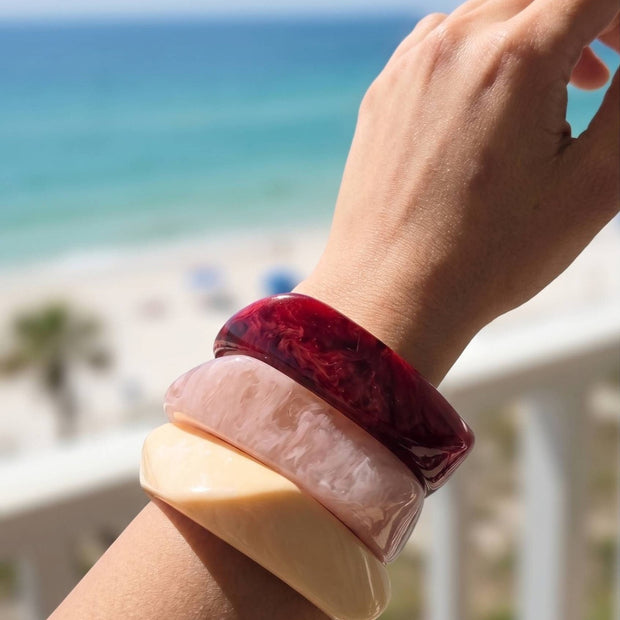 Marble Resin Chunky Bangles for Women Set of 3