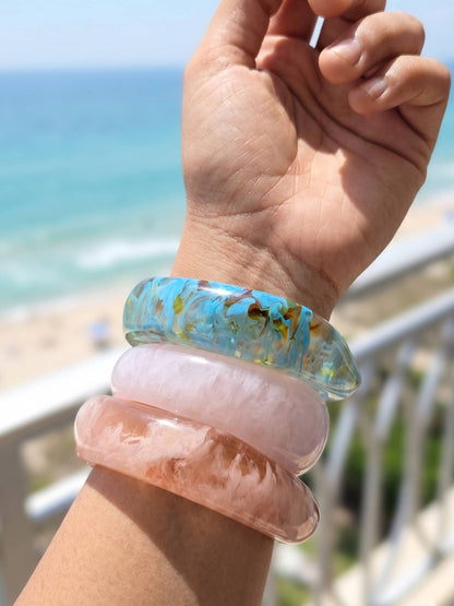 Resin Bangle Bracelets for Women Set of 3