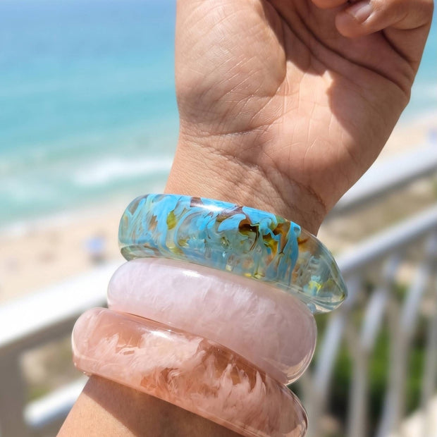 Resin Bangle Bracelets for Women Set of 3