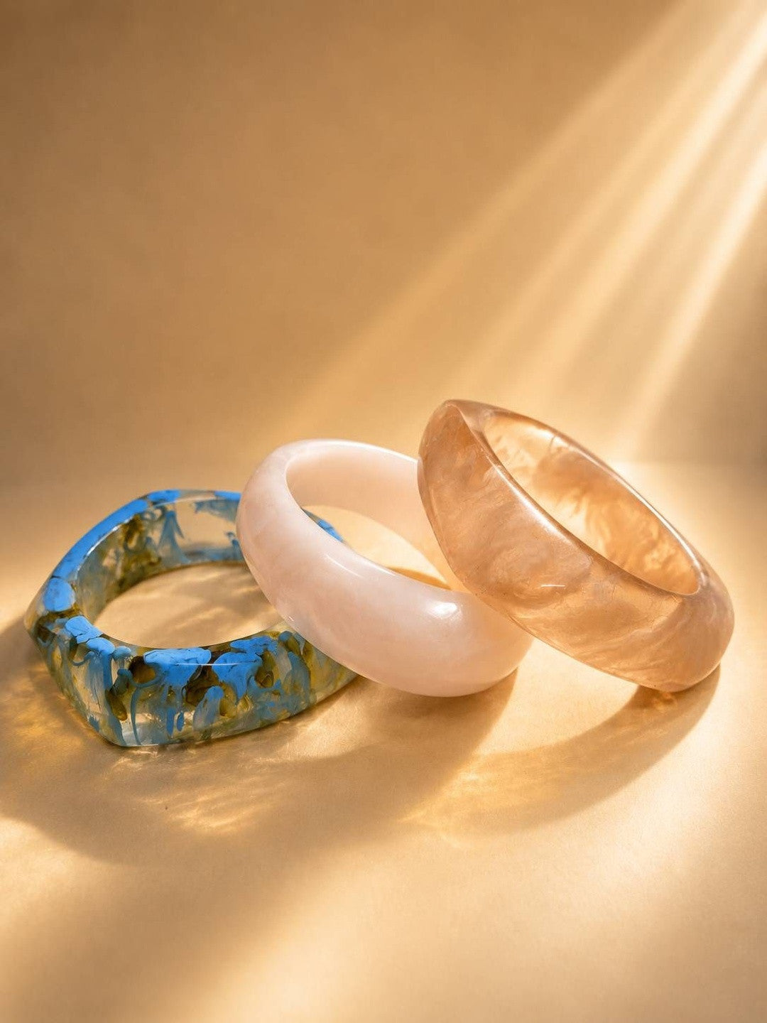 Resin Bangle Bracelets for Women Set of 3