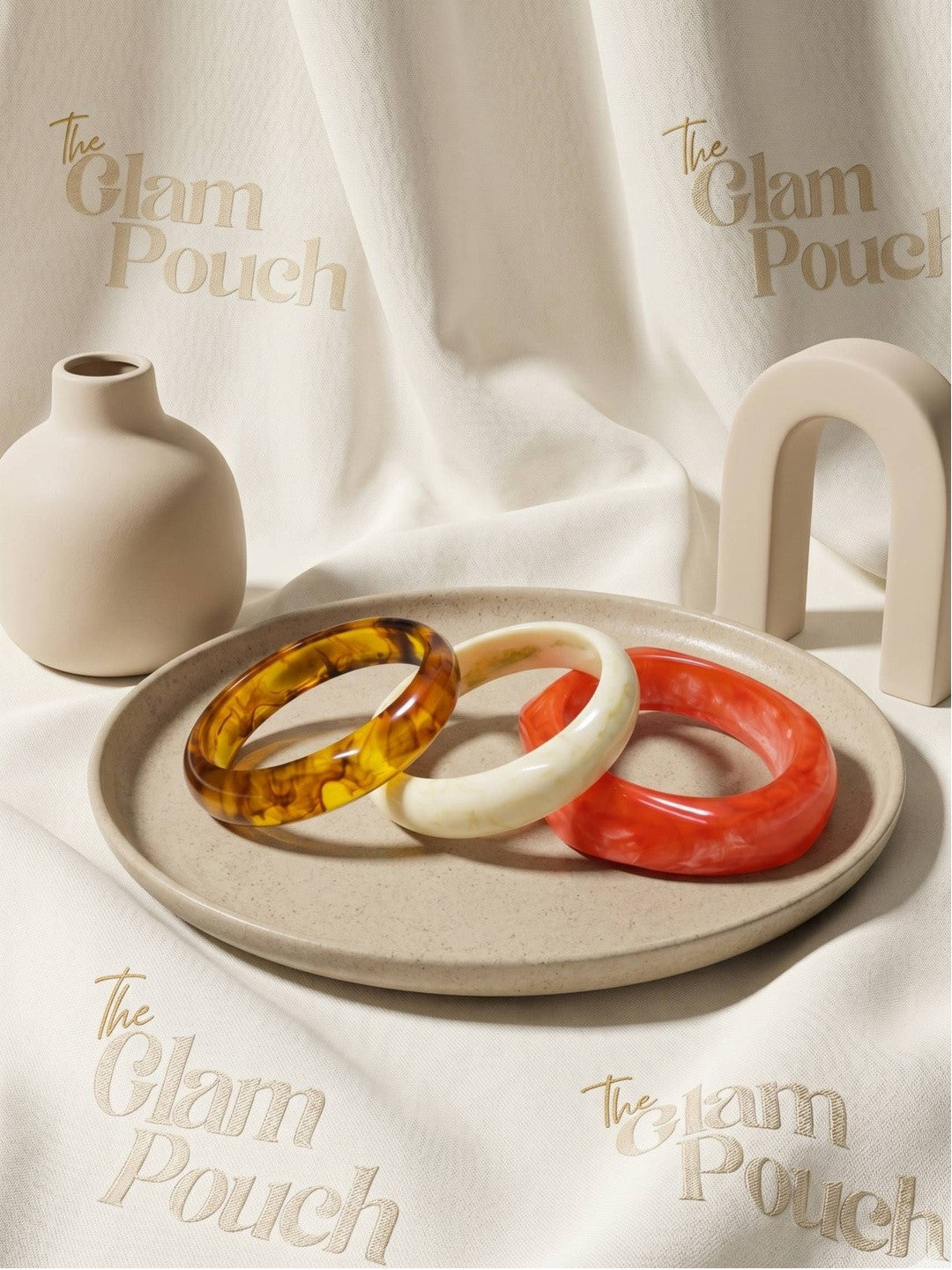 Resin Marble Bangles for Women Set of 3
