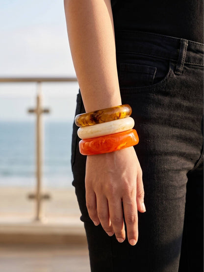 Resin Marble Bangles for Women Set of 3