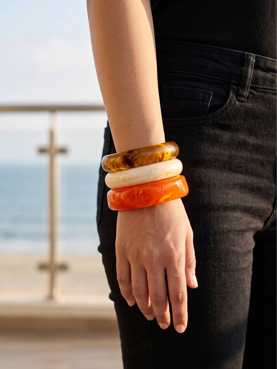 Resin Marble Bangles for Women Set of 3