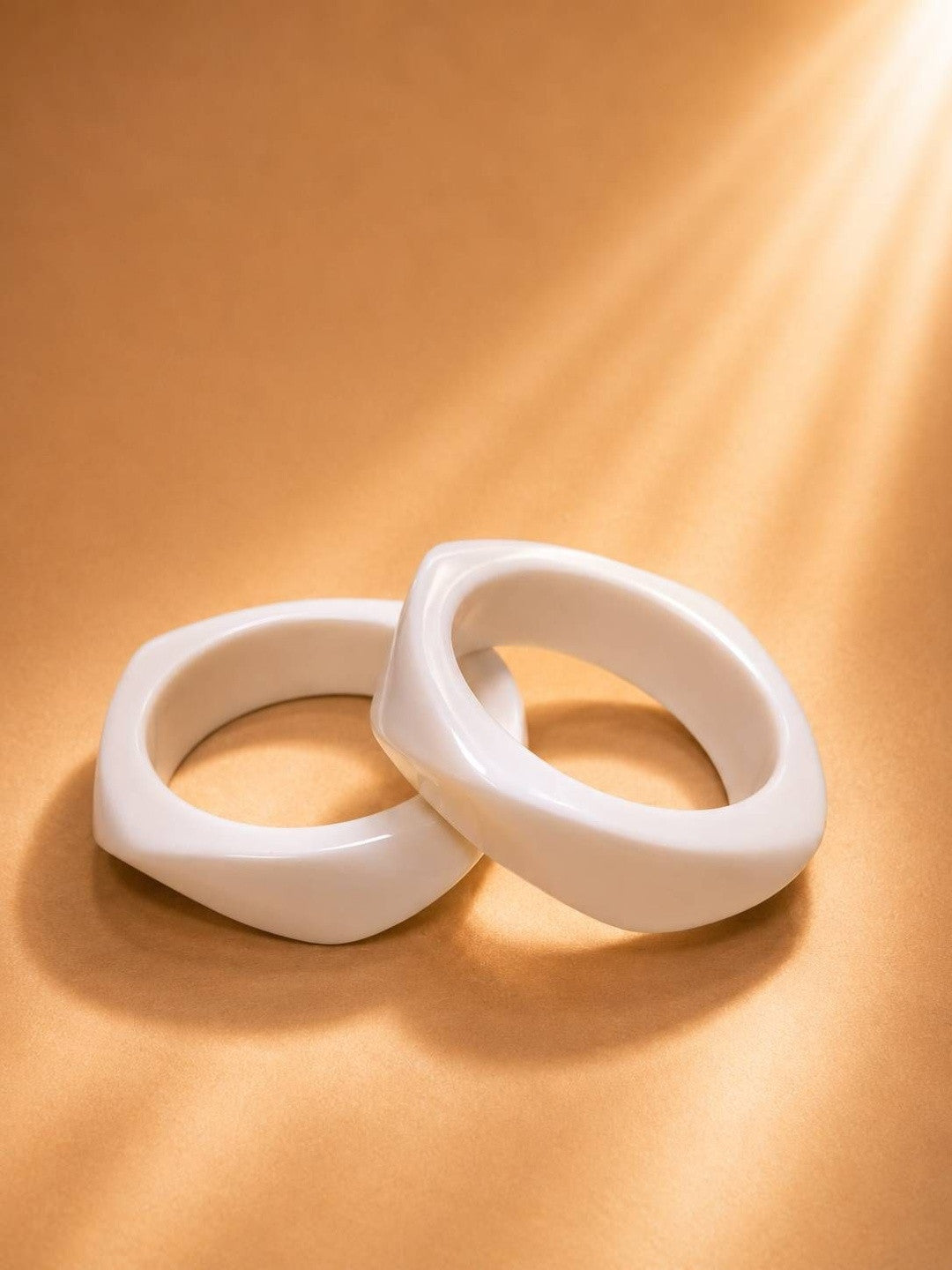 Ivory Resin Geometric Bangles Set of 2