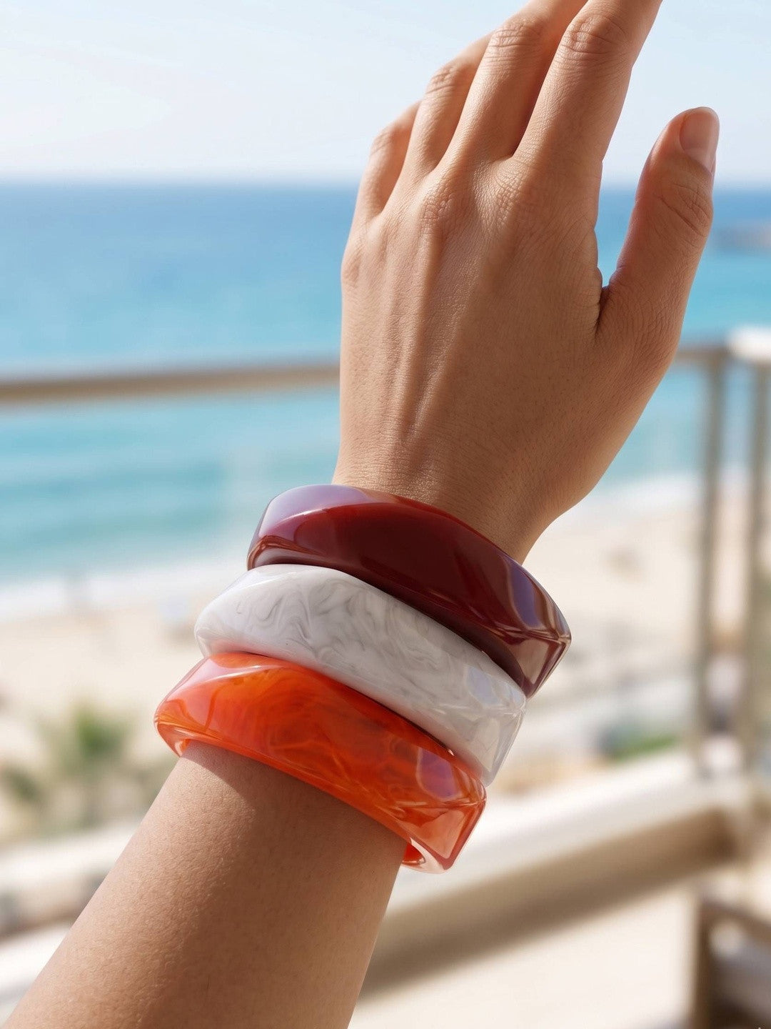 Resin Marble Bangles for Women Set of 3