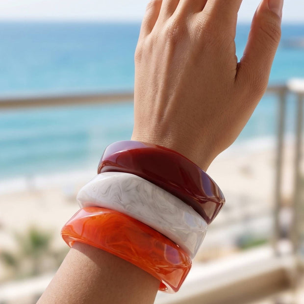 Resin Marble Bangles for Women Set of 3