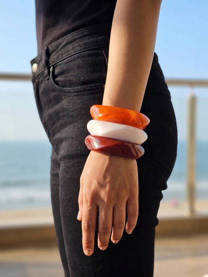 Resin Marble Bangles for Women Set of 3