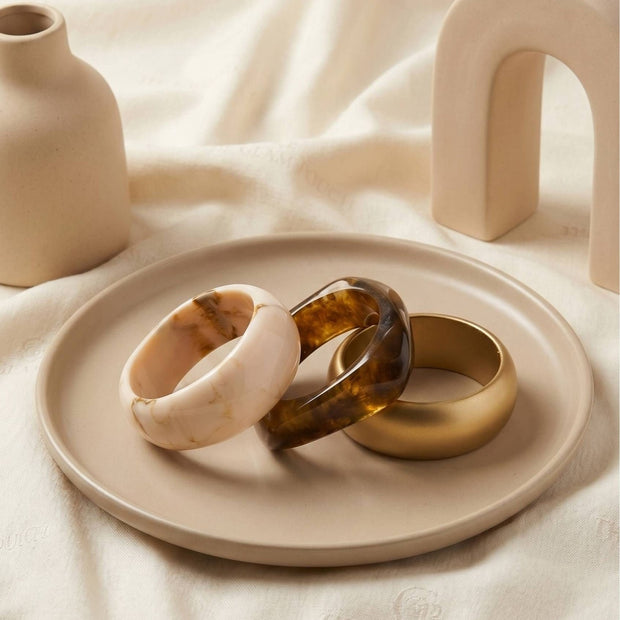 Marble Resin & Gold-Finish Bangles Set of 3