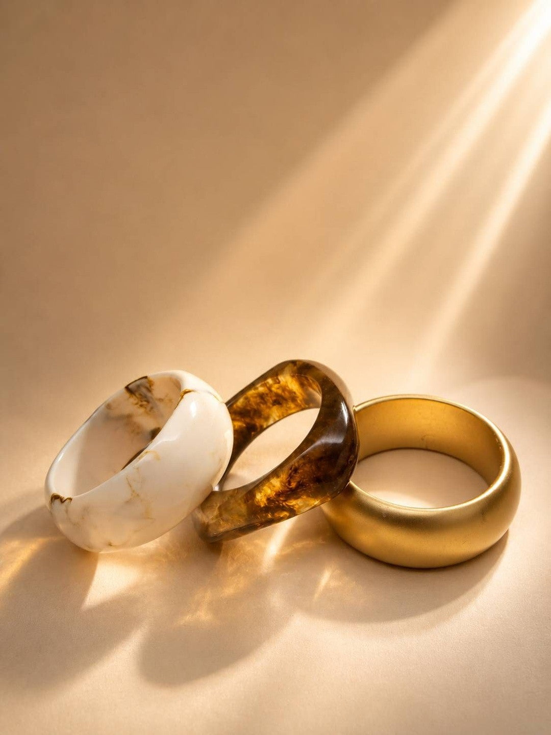 Marble Resin & Gold-Finish Bangles Set of 3