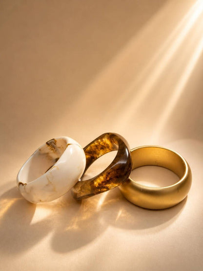 Marble Resin & Gold-Finish Bangles Set of 3