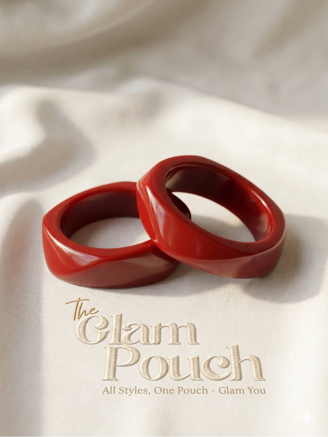 Deep Red Resin Geometric Bangles Set of 2