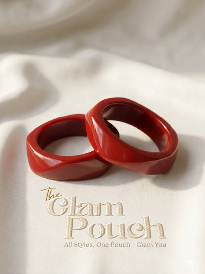 Deep Red Resin Geometric Bangles Set of 2