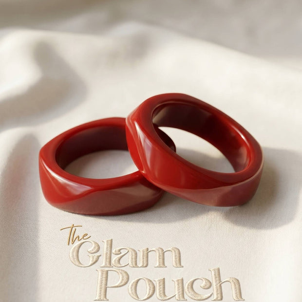 Deep Red Resin Geometric Bangles Set of 2