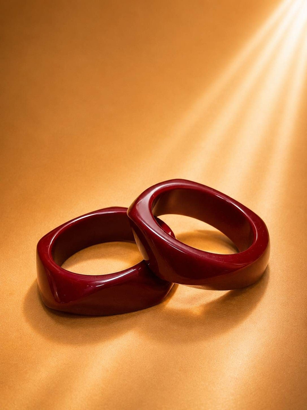 Deep Red Resin Geometric Bangles Set of 2