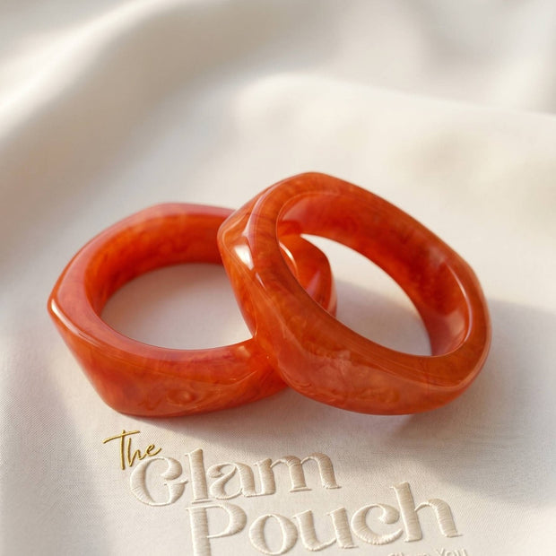 Orange Marble Resin Bangle Kada Set of 2