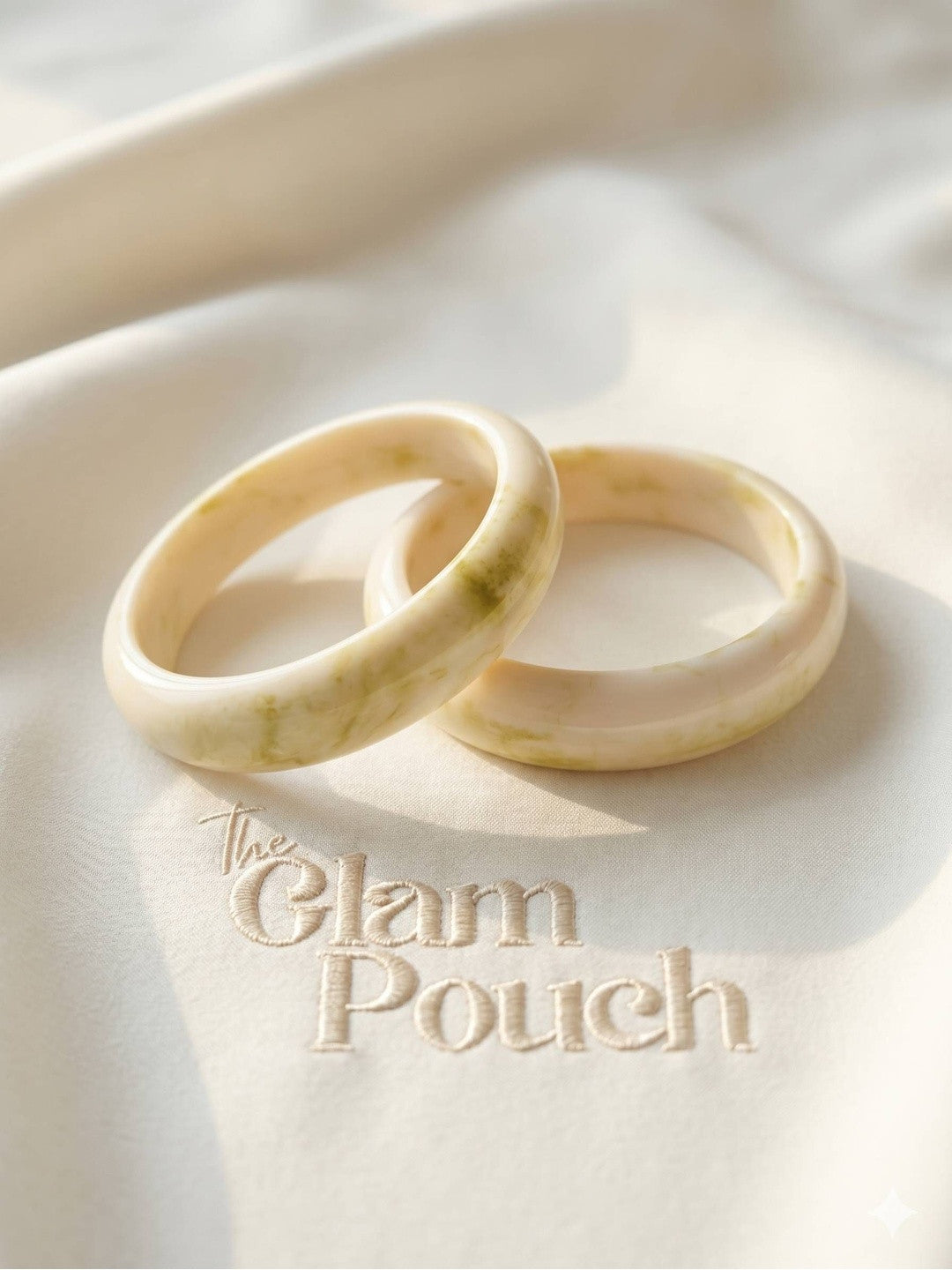 White Marble-Finish Resin Bangles Set of 2