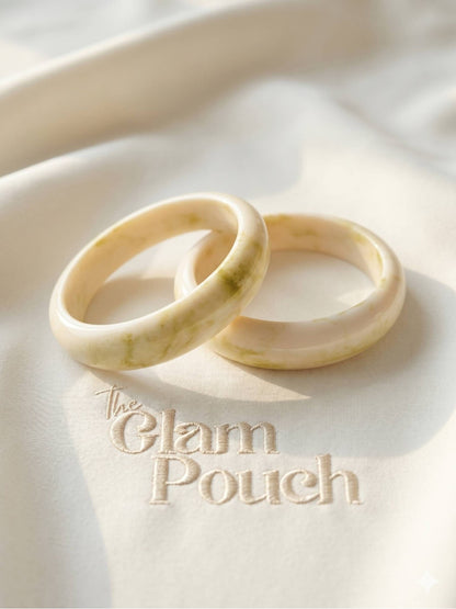 White Marble-Finish Resin Bangles Set of 2