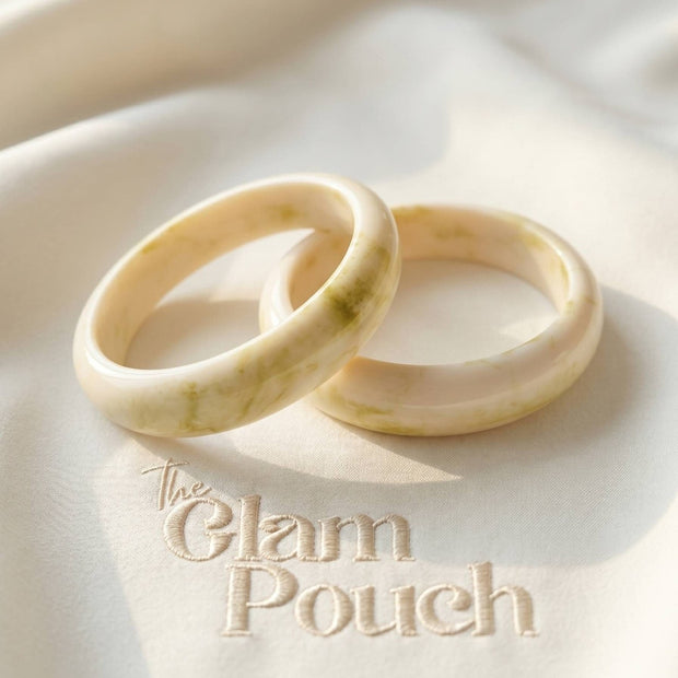 White Marble-Finish Resin Bangles Set of 2