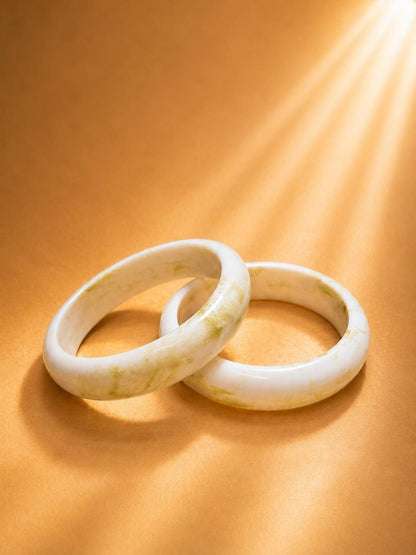 White Marble-Finish Resin Bangles Set of 2