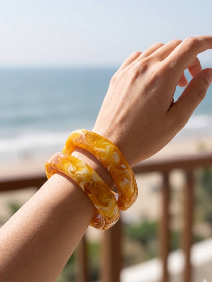 Amber Marble Resin Chunky Bangles Set of 2