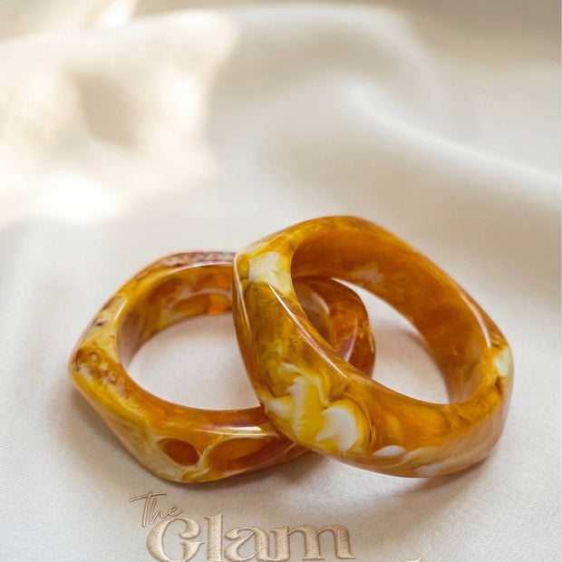 Amber Marble Resin Chunky Bangles Set of 2