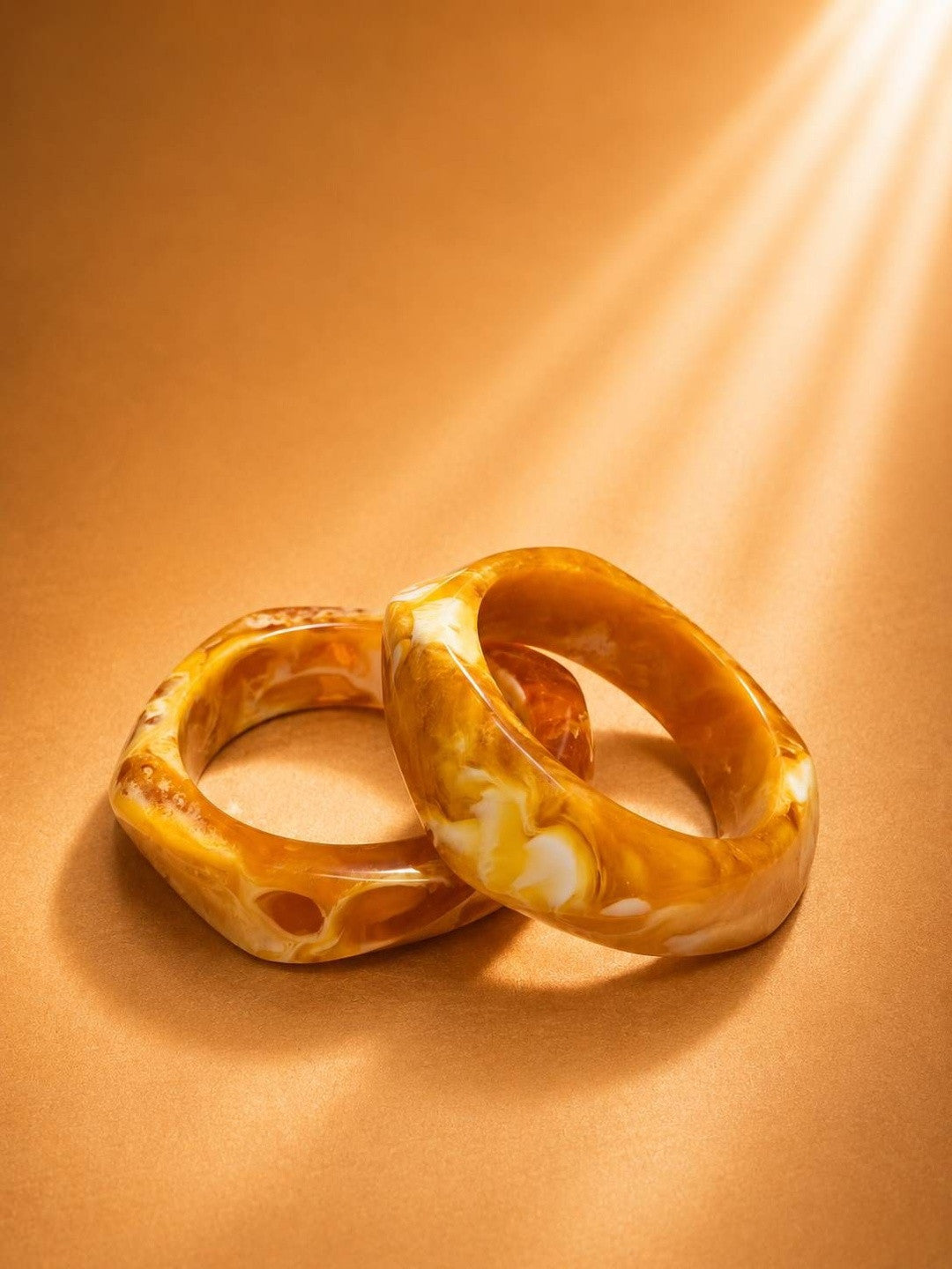 Amber Marble Resin Chunky Bangles Set of 2