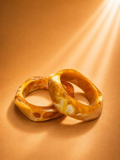Amber Marble Resin Chunky Bangles Set of 2