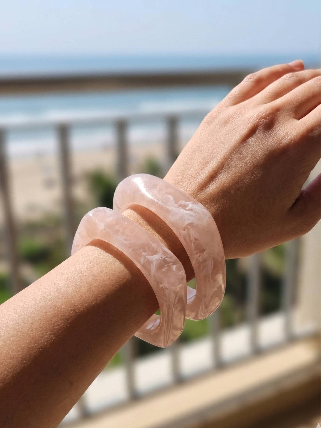 Blush Marble Resin Bangles Set of 2