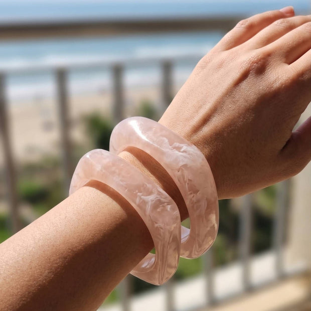 Blush Marble Resin Bangles Set of 2