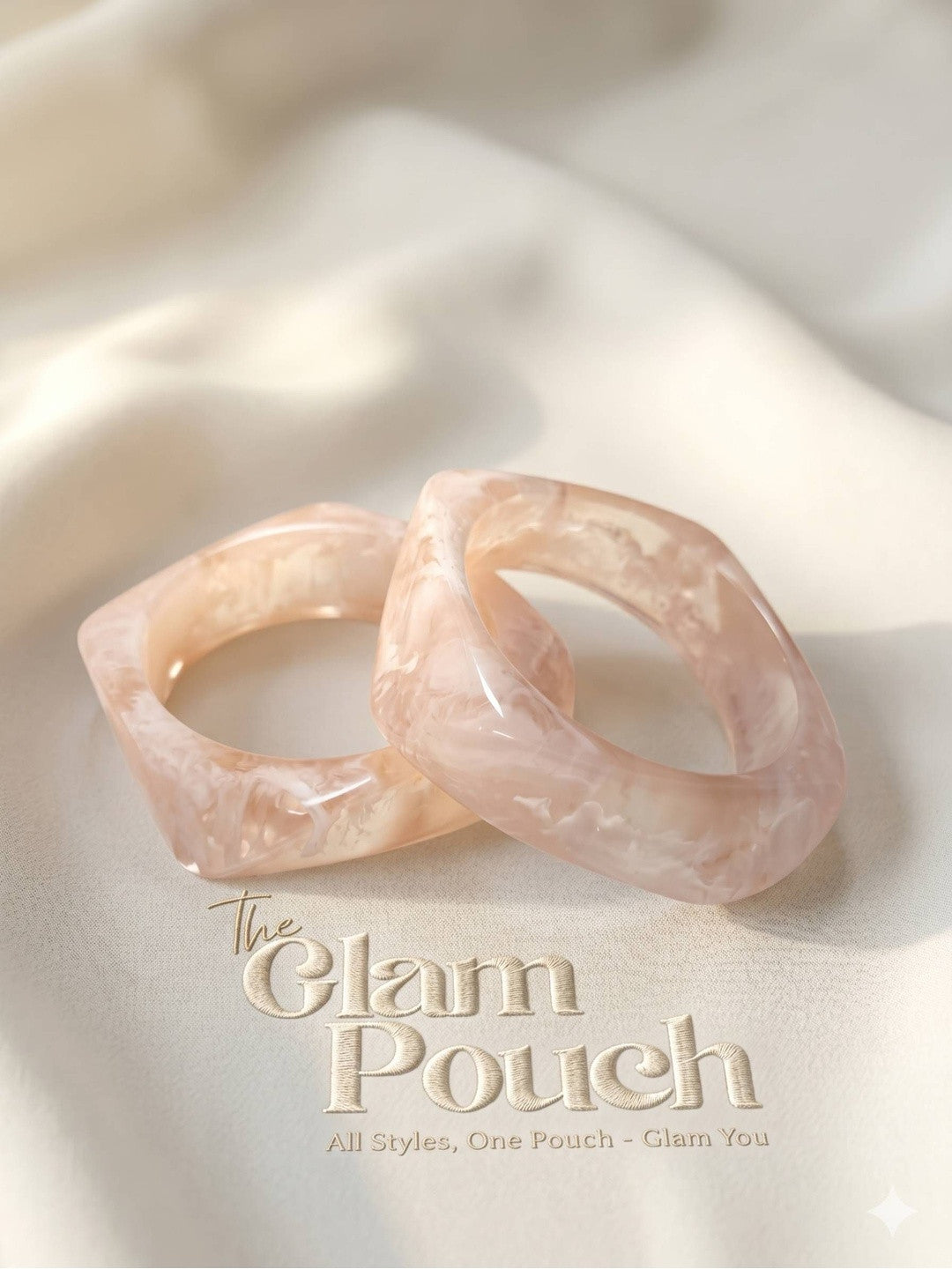 Blush Marble Resin Bangles Set of 2