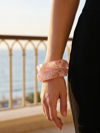 Blush Marble Resin Bangles Set of 2