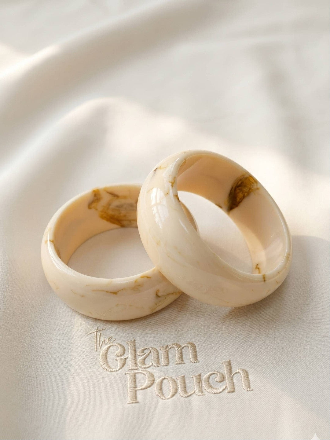 Cream Marble Resin Bangle Set of 2