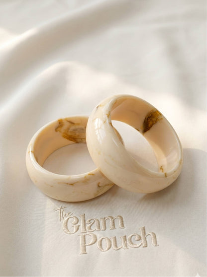 Cream Marble Resin Bangle Set of 2