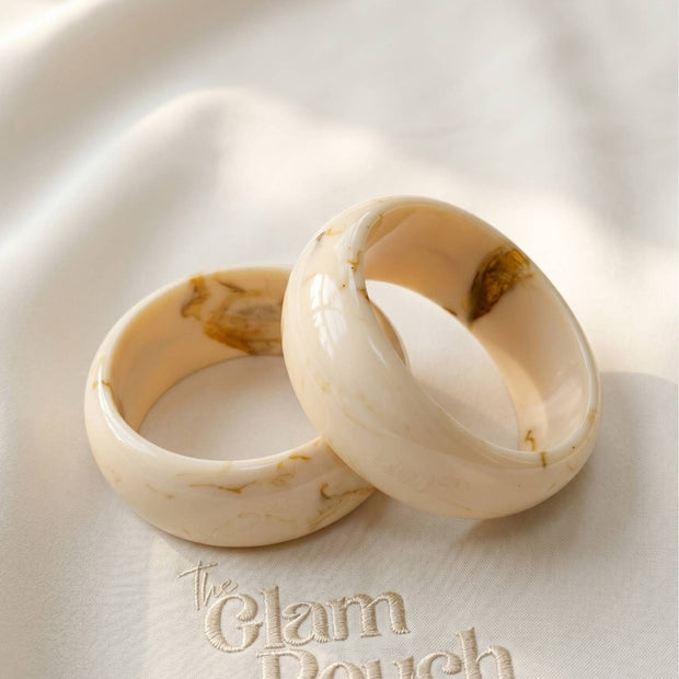 Cream Marble Resin Bangle Set of 2