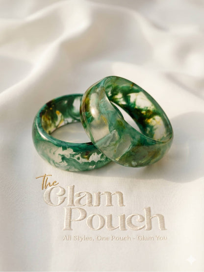 Green Marble Resin Bangle Set of 2