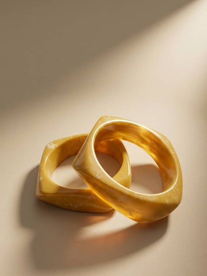 Mustard Marble Resin Bangles Set of 2