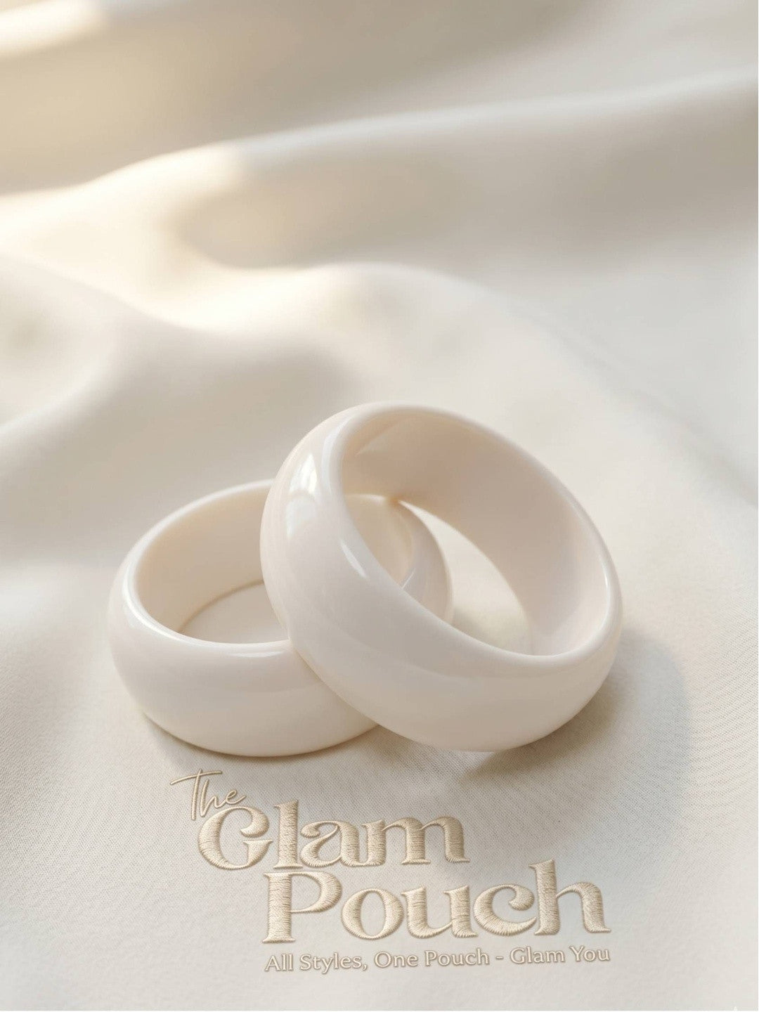 White Resin Chunky Bangles for Women Set of 2