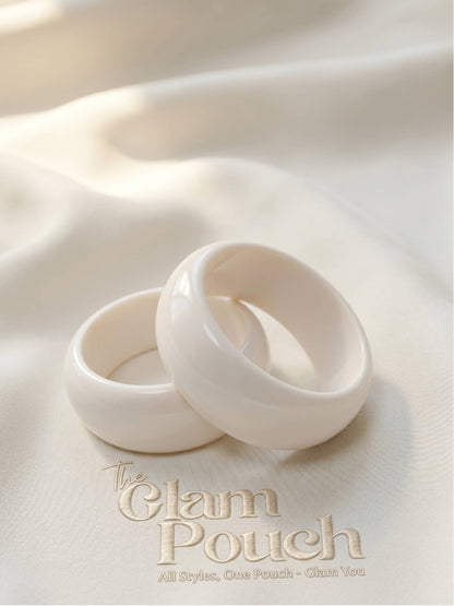 White Resin Chunky Bangles for Women Set of 2