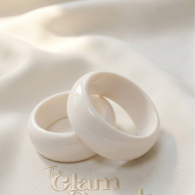 White Resin Chunky Bangles for Women Set of 2