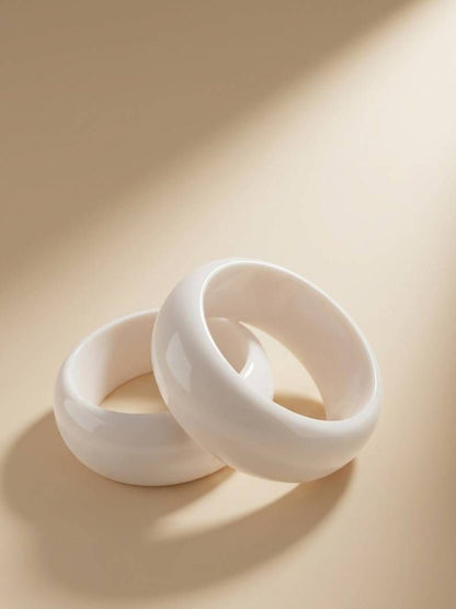 White Resin Chunky Bangles for Women Set of 2