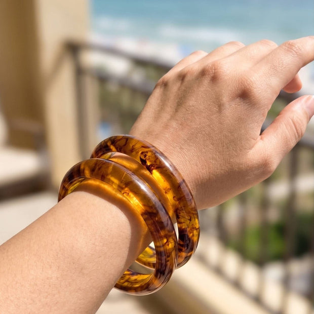 Amber Resin Bangles for Women Set of 2