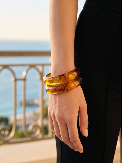 Amber Resin Bangles for Women Set of 2