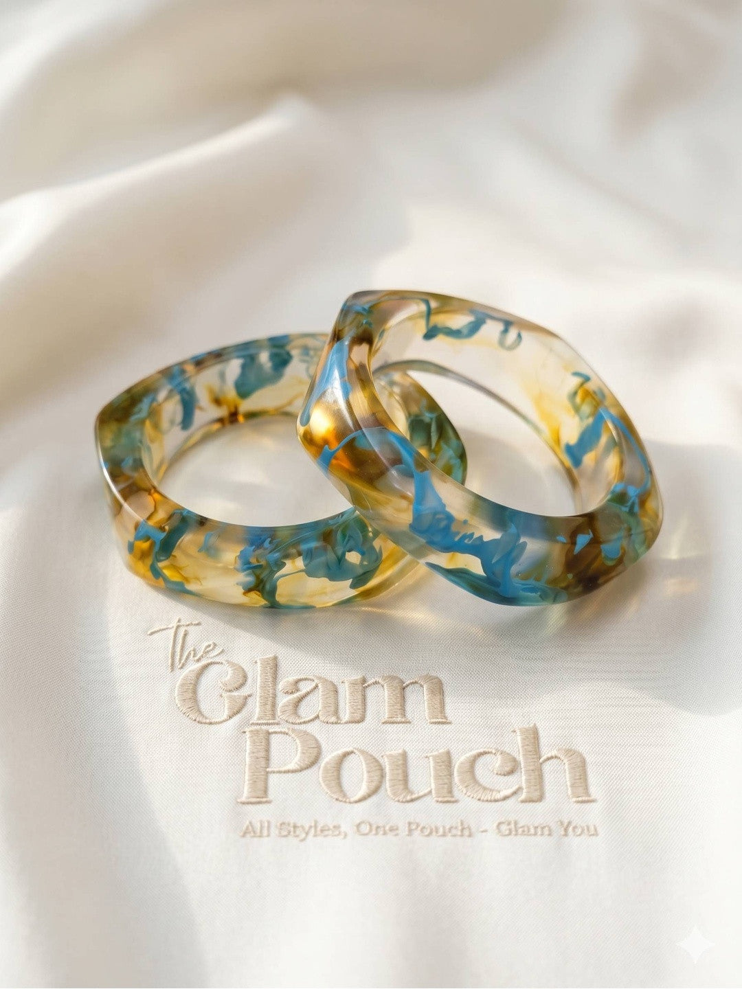 Resin Marble Bangles for Women Set of 2