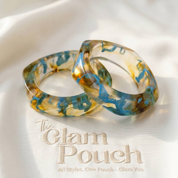 Resin Marble Bangles for Women Set of 2