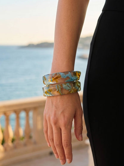 Resin Marble Bangles for Women Set of 2