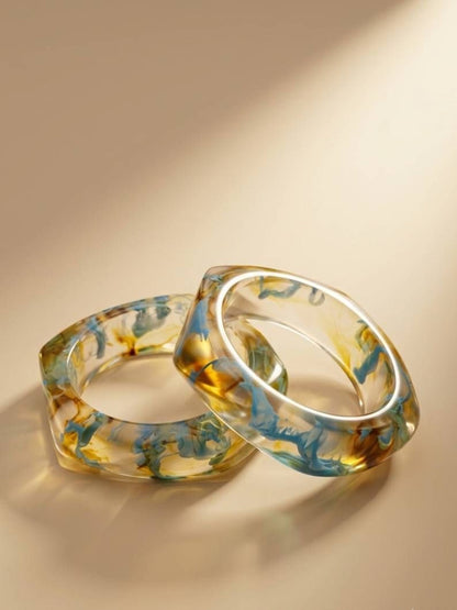 Resin Marble Bangles for Women Set of 2