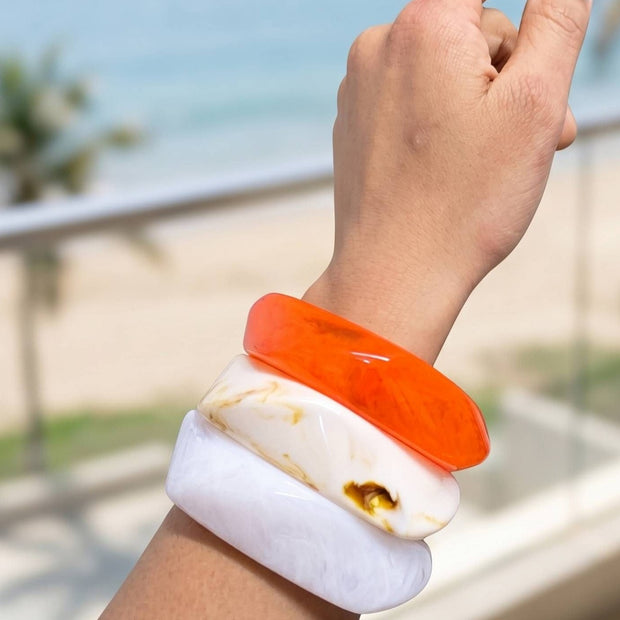 Marble Resin Bangles for Women Set of 3