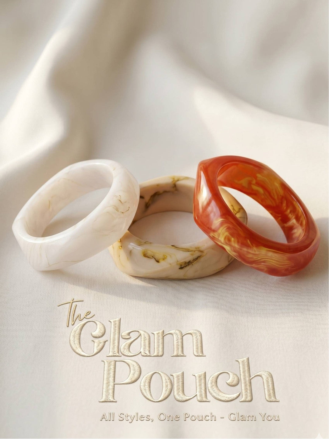 Marble Resin Bangles for Women Set of 3