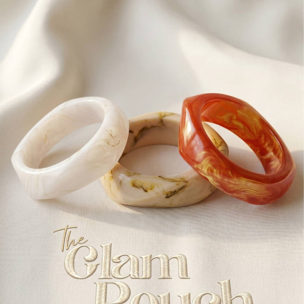 Marble Resin Bangles for Women Set of 3